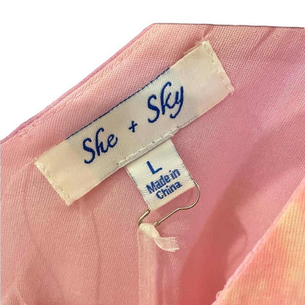 Sea + Sky Tied Dyed Knit Women’s Romper, Size L, Pink & Yellow, Spaghett… - Picture 5 of 9